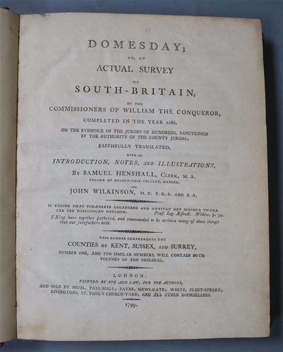 Henshall, Samuel and Wilkinson, John - Domesday, or an actual survey of South - Britain, by the Commissioners